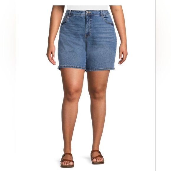 Terra & Sky Women's Plus Size Bermuda Denim Shorts, 7” Inseam, Size 4X (23W-30W) - Picture 2 of 10